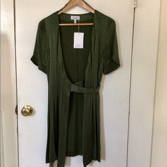 NWT & Other Stories Cupro Sage Green Wrap Dress - Picture 3 of 3